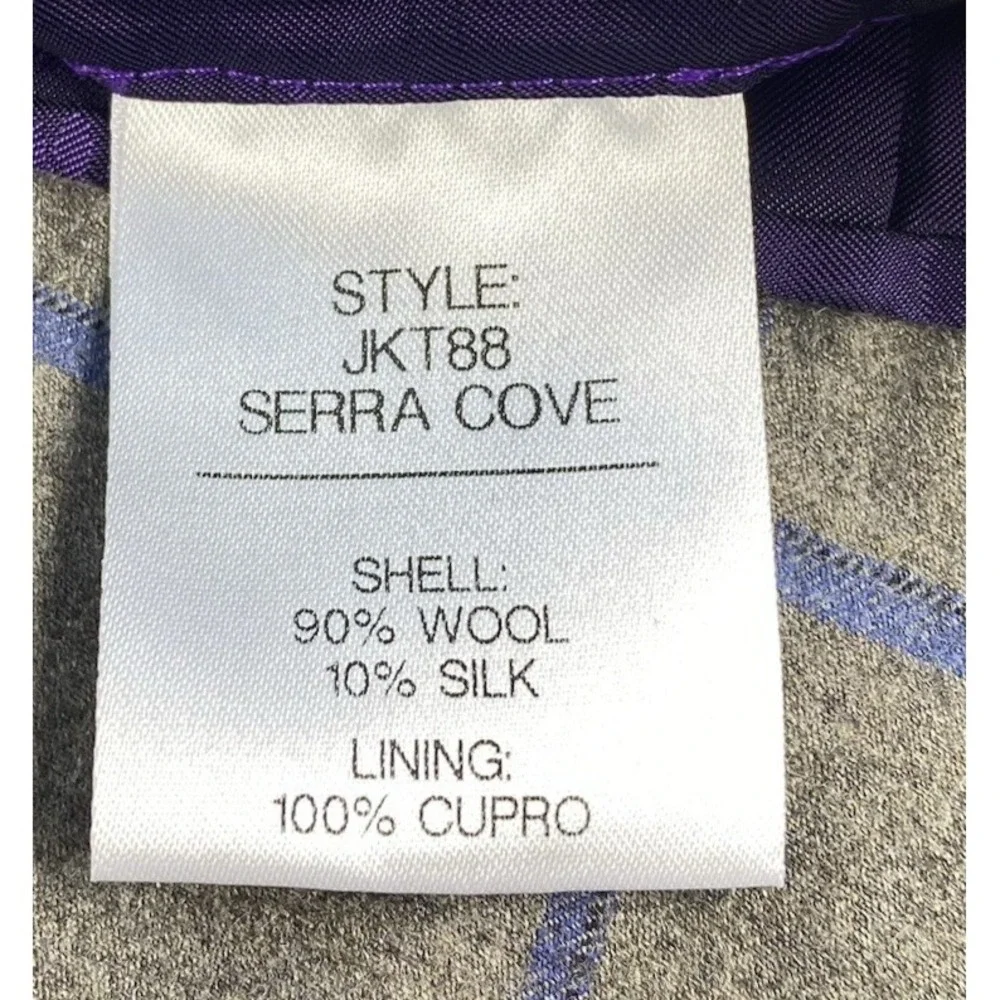 Robert Talbott Estate Sport Coat 42S Slim Grey Blue Windowpane Wool Silk -Tag 50